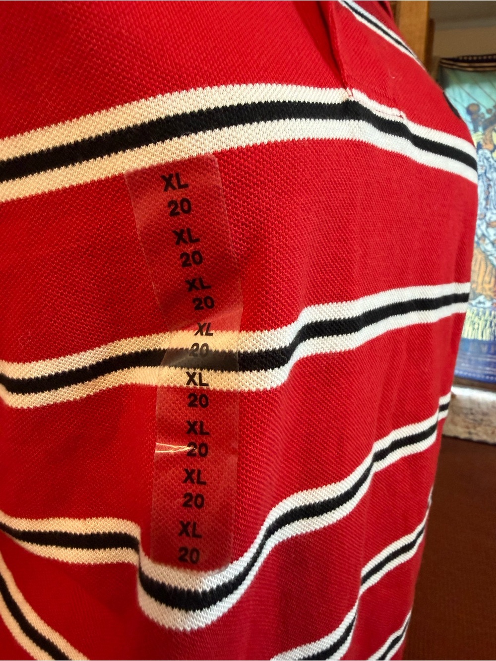 Polo Ralph Lauren Red, White & Black Striped Polo Shirt - Picture 3 of 7